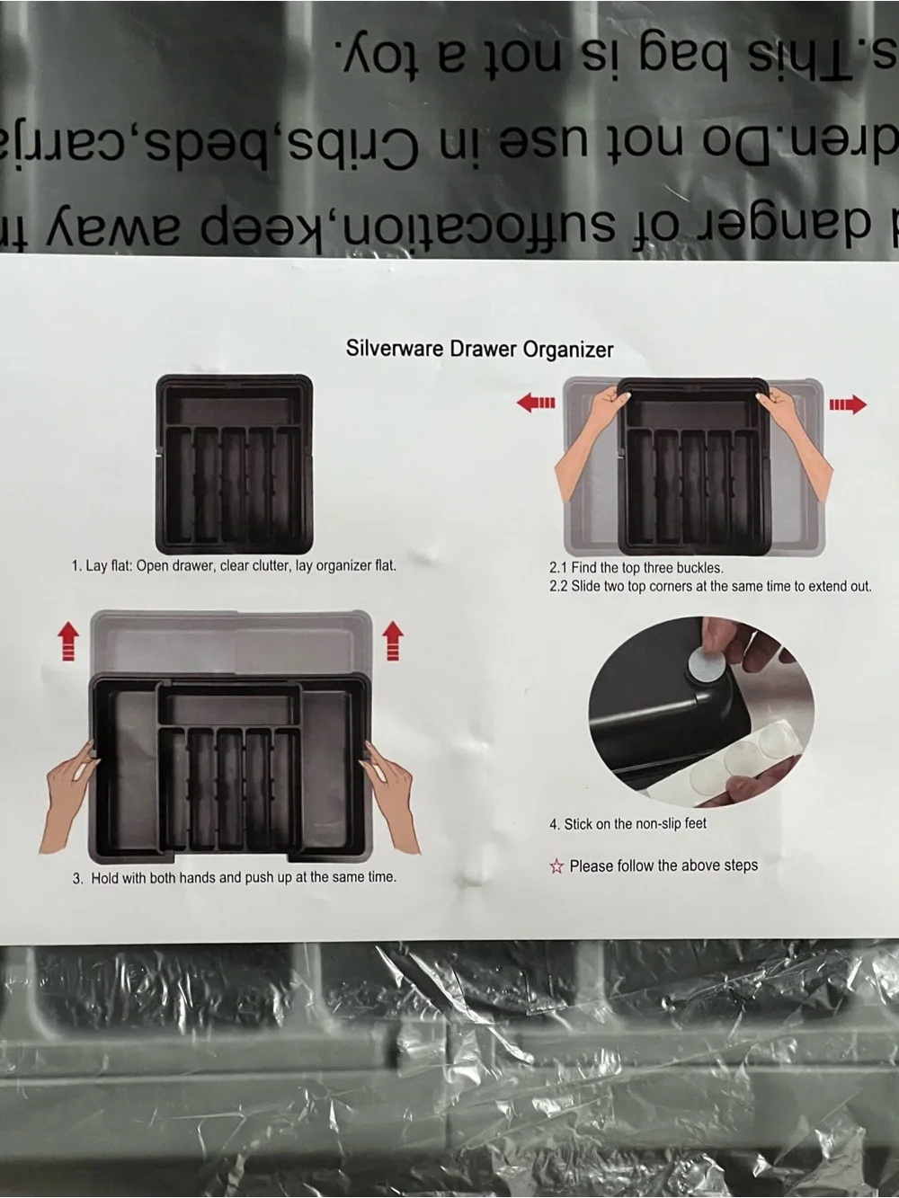 Adjustable Silverware Drawer Organizer - Black